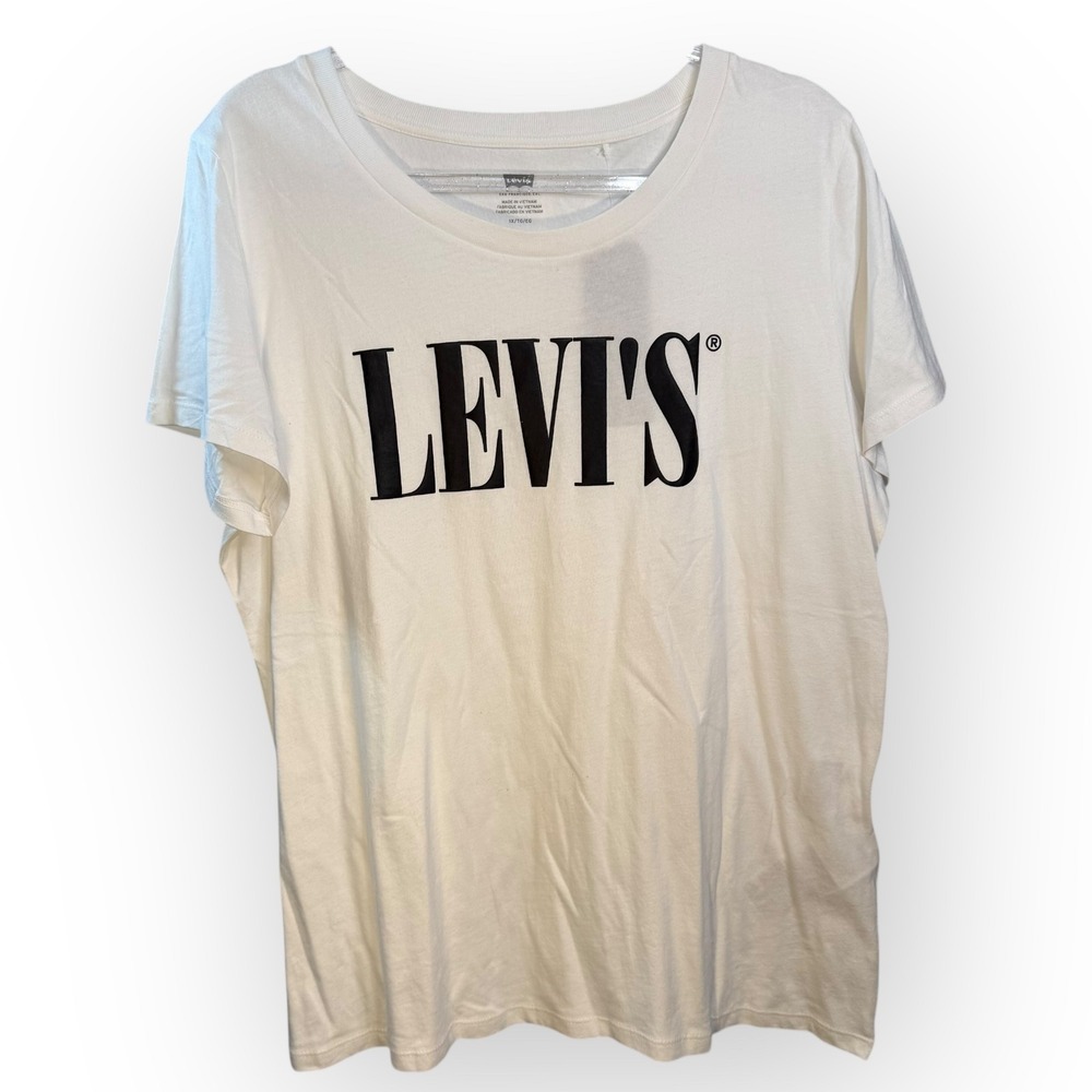 Levi's Graphic T-Shirt White Cotton Short Sleeve Top‎ Women's 1X NWT